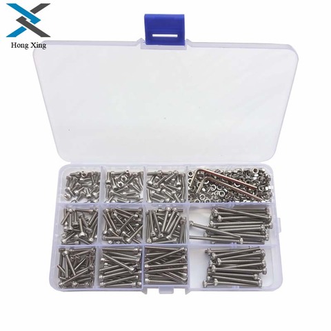 440 piezas M3 (3mm) pernos Allen de acero inoxidable 304 A2 tornillos de cabeza hexagonal Tornillos de llave tuercas surtido envío gratis tornillo ► Foto 1/6