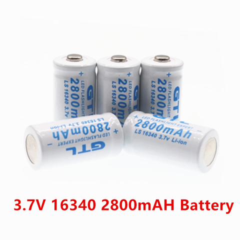 2022 nueva 3,7 V 2800mAh de iones de litio de la batería 16340 CR123A baterías recargables de 3,7 V CR123 para láser linterna LED celular ► Foto 1/6