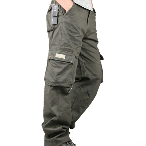 Pantalones militares de carga para hombre, pantalón largo, holgado, con múltiples bolsillos, estilo militar, para correr, novedad ► Foto 1/6