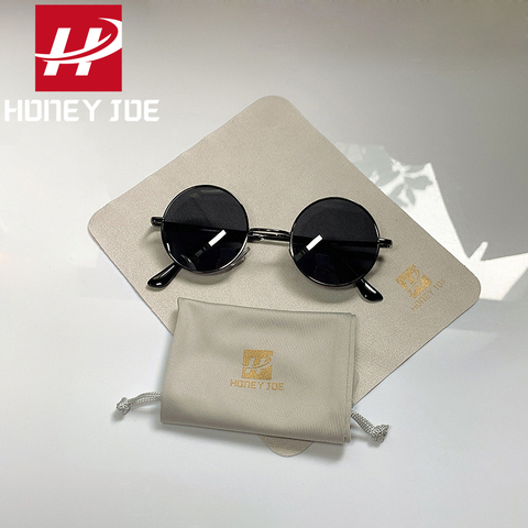 Gafas de sol polarizadas redondas y pequeñas para hombre y mujer, anteojos de sol Retro, de marca de diseñador, con montura de Metal, color negro, para conducir, con UV400 ► Foto 1/6