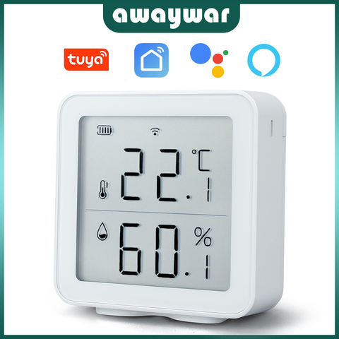 Awaywar-Sensor de temperatura y humedad WIFI para interiores, higrómetro, termómetro, Detector, compatible con Alexa, Google Home, smart life ► Foto 1/6