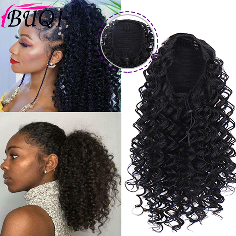 BUQI-coleta Afro rizada con cordón para mujer, moño de pelo sintético, extensión de cabello con Clip ► Foto 1/6