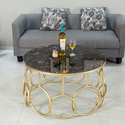Mesa de centro de mármol de lujo nórdico, mesa de salón pequeña para apartamento, redonda, tamaño 80x45cm ► Foto 1/5