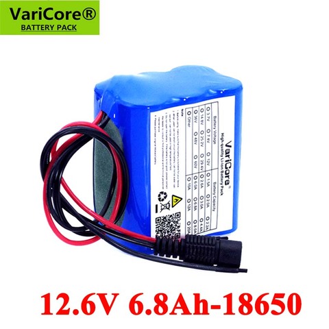 VariCore-paquete de baterías de litio recargables con placa protectora PCB, 12V, 6800mAh, 18650 V, 12,6 V, CCTV, Monitor de cámara, UES ► Foto 1/5