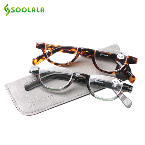 SOOLALA Semi-sin montura pequeña lectura gafas mujer gafas de presbicia para leer los lectores gafas + 1,0, 1,5, 2,0, 2,5, 3,0 3,5, 4,0 ► Foto 1/6