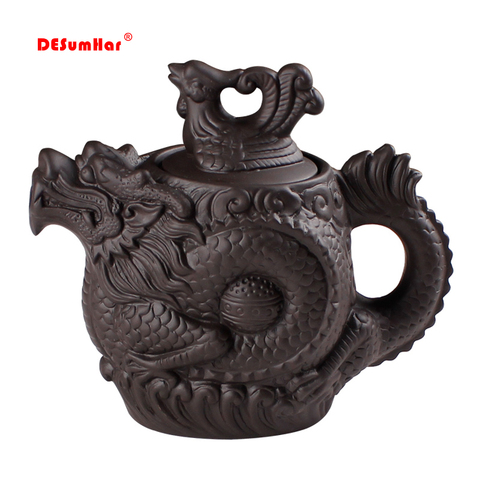 Tetera de té de arcilla púrpura, juego de té tradicional chino de dragón y Phoenix, Té Premium, kungfu de arcilla púrpura, gran oferta ► Foto 1/5