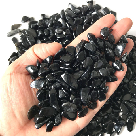Tamaño 3 100g Natural obsidiana negro grava de cristales de cuarzo Degauss de piedras naturales y minerales para acuario piedras ► Foto 1/5