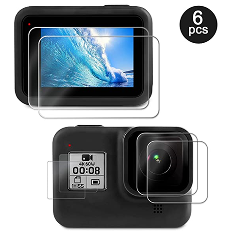 6 uds Cámara de la lente de cristal templado de cine Protector de pantalla HD a prueba de polvo película protectora para GoPro 8 acción y cámaras de vídeo ► Foto 1/6