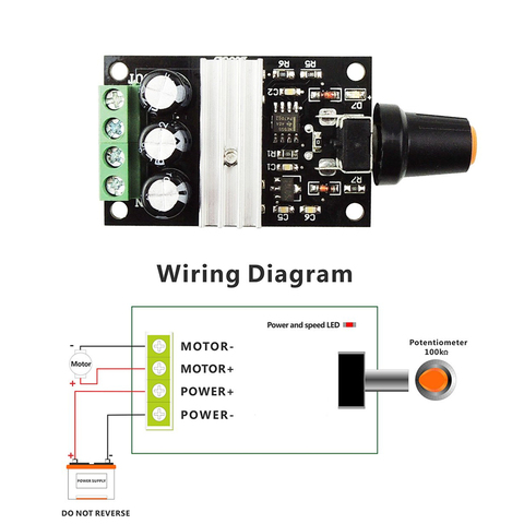 Controlador de Motor de CC, interruptor de velocidad Variable ajustable, 6V, 12V, 24V, 28V, 3A, 80W, controlador de velocidad del Motor de CC, PWM ► Foto 1/4