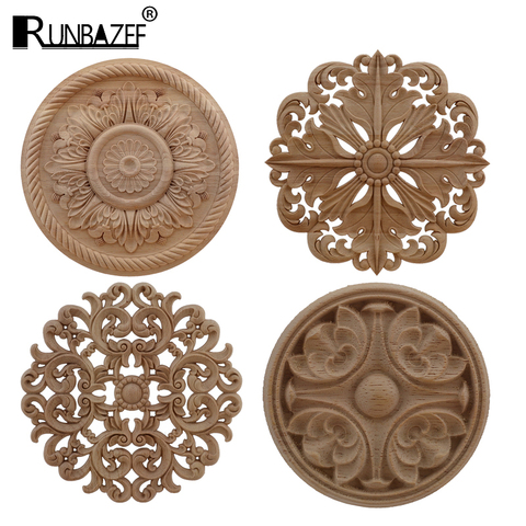 RUNBAZEF-Calcomanía para madera ovalada, apliques de madera, decoración exquisita sin pintar, de goma, europea, ovalada, para armario y ventana, gran oferta ► Foto 1/6