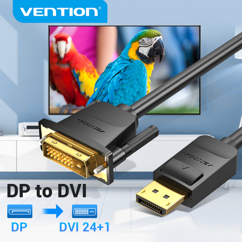 Vention DisplayPort a DVI Cable DP a DVI-D 24 + 1 Cable 1080P puerto de visualización Macho a DVI Cable macho para proyector DP a DVI Cable ► Foto 1/6