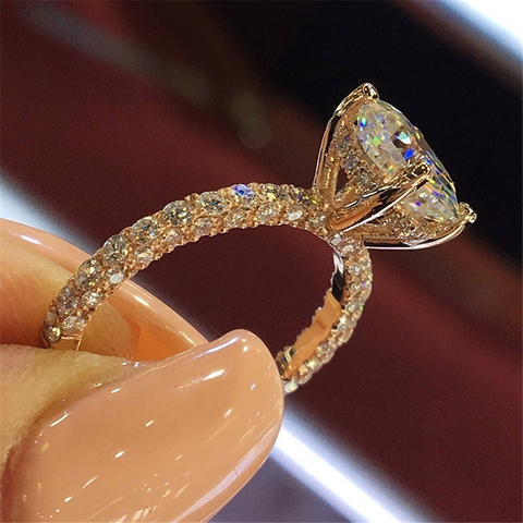 Anillo con diamantes de imitación de cristal para mujer, joyería elegante, accesorios para novia, boda, fiesta, regalo ► Foto 1/6