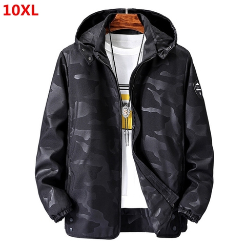 Chaqueta cortavientos de talla grande para hombre, chaqueta holgada de camuflaje, para primavera, 150kg, busto, 155, 10XL, 9XL, 160 ► Foto 1/5