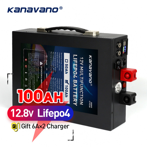 12V 120AH LiFePo4 batería de gran capacidad de fosfato de hierro de litio Paquete de batería con carcasa metálica iluminación LED encendedor de cigarrillos ► Foto 1/6