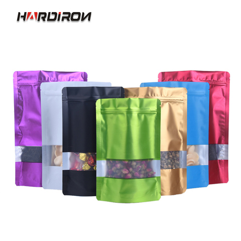 HARDIRON-Bolsa de embalaje de aluminio de Color Aluminio grueso con cremallera, bolsa de embalaje autoportante, tuerca de comida, ventana de exhibición mate, paquete sellado ► Foto 1/6