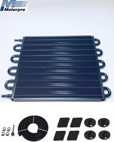 Enfriador de aceite de transmisión Universal, Kit de radiador de aluminio, 10 filas, negro con placa protectora-Motorpro ► Foto 1/6