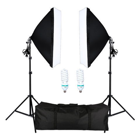 Kit de iluminación para fotografía Softbox, cámara de estudio fotográfico LED E27, equipo de 2 Softbox y soporte de luz con bolsa de transporte, 2 uds. ► Foto 1/5