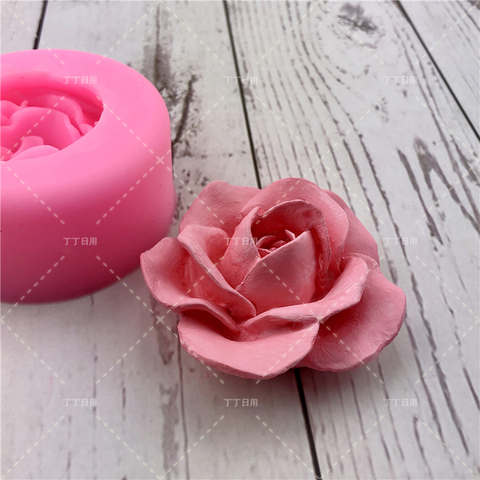 Molde de flor 3D de silicona rosa para Fondant para pastel, Mousse de jabón, gelatina, Chocolate, decoración, herramienta para hornear, material reutilizable ► Foto 1/5