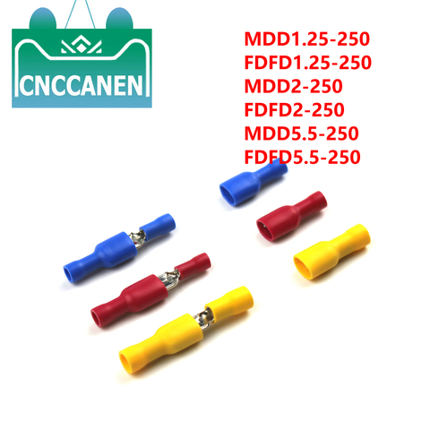 22-16AWG 16-14AWG 12-10AWG FDFD1.25/2/5.5-250 MDD1.25/2/5.5-250 terminales de crimpado de pala aislados macho, rojo, azul, amarillo, hembra ► Foto 1/6