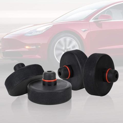 Adaptador de almohadilla de punto de elevación de gato de goma negro, herramientas, accesorios de estilo de coche para Tesla modelo X/S/3, 4 Uds. ► Foto 1/6