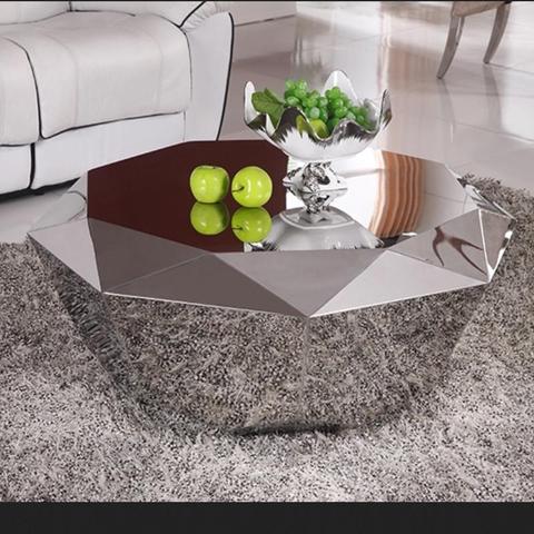 Mesa de centro con forma de diamante de acero inoxidable para muebles de lujo de U-BEST, mesa de centro de diamante liso con espejo de Metal poligonal ► Foto 1/5