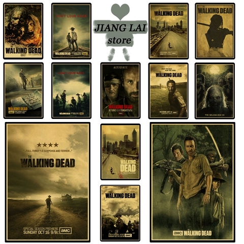 Personalizado Retro Decoración de la pared el caminar muerto poster The Walking Dead Adhesivos de pared mural negan declas Jeffrey Morgan wallpaper ► Foto 1/6