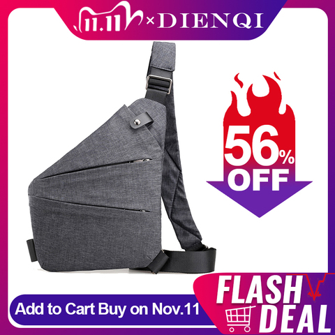 DIENQI-Bolso de bolsillo Personal para hombre, bandoleras clásicas, para exteriores, con cremallera, antirrobo ► Foto 1/6