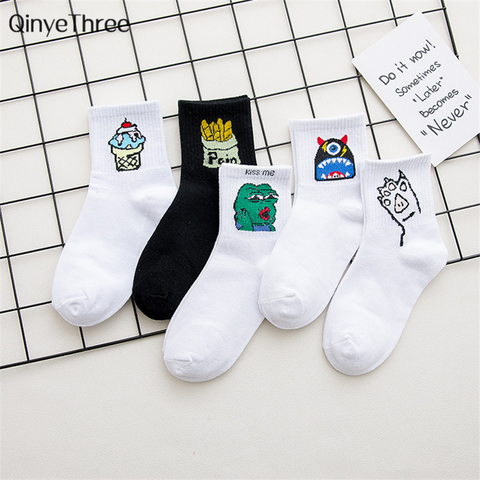 De algodón Casual Harajuku Calcetines de mujeres es Cactus dibujo de fuego de los amantes de los Calcetines cortos Calcetines dropship ► Foto 1/6