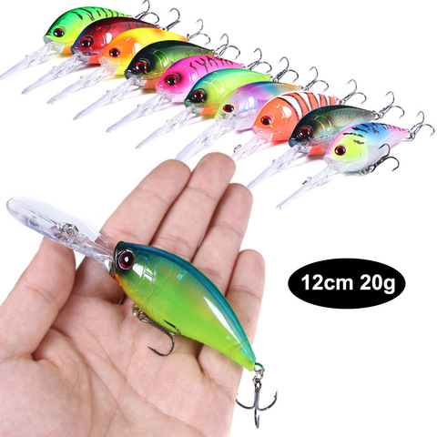 HENGJIA 1 Uds 12cm 20g buceo profundo Crankbait Minnow Wobbler de pesca de cebo Artificial cebo duro para Bass salmón Lucio ► Foto 1/5