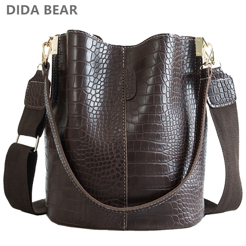 DIDA BEAR-bandolera de cocodrilo para mujer, bolso de hombro de marca de diseñador, de cuero PU de lujo, bolso de cubo, bolso de mano ► Foto 1/6