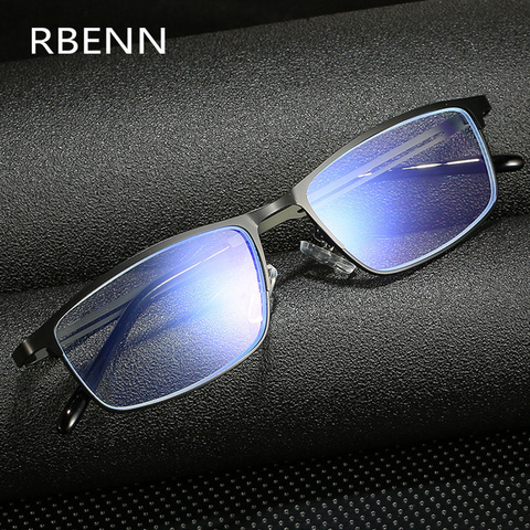 RBENN-gafas de lectura con marco de Metal para hombre, lentes de lectura con marco de Metal de alta calidad para presbicia de negocios, con bloqueo de luz azul, + 1,75 ► Foto 1/6