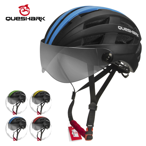 QUESHARK-casco de ciclismo profesional, con gafas de gran tamaño, 58-64cm, transparente, para ciclismo de montaña ► Foto 1/6