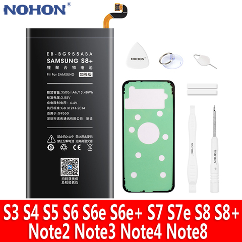 NOHON batería para Samsung Galaxy S8 más S7 S6 Edge Plus S5 S4 NFC S3 Note8 Note4 Note3 NFC Note2 N910X N9100 G955F G930F G920F ► Foto 1/6