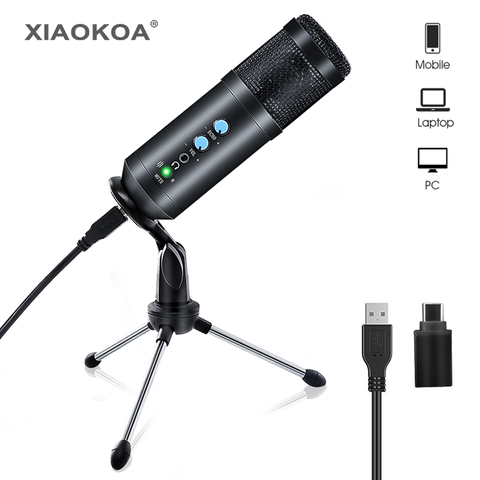 Micrófono USB condensador profesional con soporte para ordenador portátil, Karaoke, canciones, transmisión de videojuegos, grabación de estudio, micrófono ► Foto 1/6