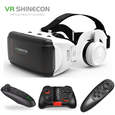 Gafas VR Shinecon Pro, gafas VR 3D de realidad Virtual, gafas de realidad virtual con auriculares de cartón Google para teléfonos inteligentes ios y Android 4-6 ► Foto 1/6