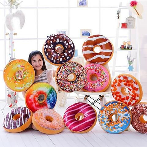 Cojín decorativo para sofá de 40cm, almohada de felpa suave sin almohadilla de asiento rellena de Donut, funda de cojín de alimentos, regalos de navidad ► Foto 1/6