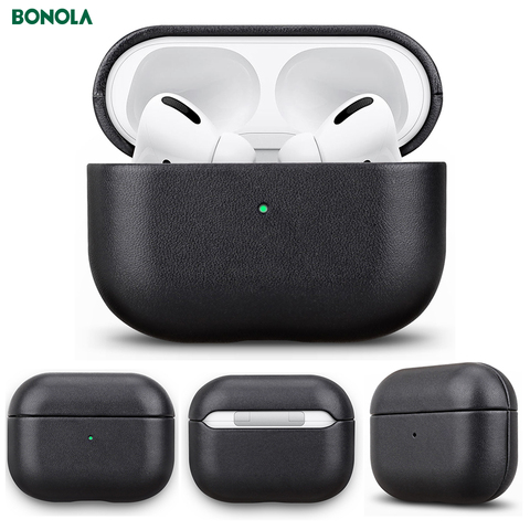 Bonola-Funda de cuero para AirPods Pro, funda de protección completa sin costuras, tacto táctil, 3/2 ► Foto 1/6