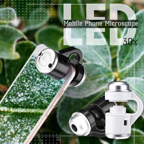 Microscopio para teléfonos móviles LED, microscopio portátil con Clip para teléfono móvil, lupa de bolsillo, luz de LED UV ► Foto 1/6