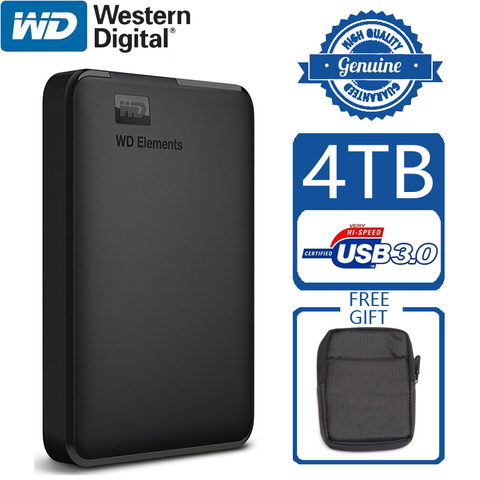 WD elementos 4TB de disco duro externo USB 3,0 HD capacidad de disco duro SATA de almacenamiento dispositivo Original para PC ordenador PS4 TV ► Foto 1/6