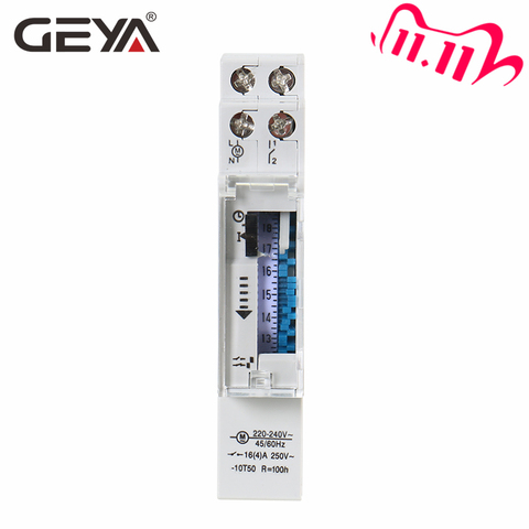 GEYA-Interruptor de temporizador mecánico TB45 con carril Din, conjunto de tiempo de encendido/apagado por día, rango de 15 minutos, y 220V temporizador de 110V, 96 veces, envío gratis ► Foto 1/5