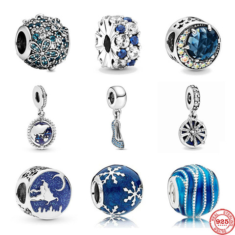 Colgante de zapato azul para mujer, margaritas, flores, clip de cristal, cuentas para Pandora originales, dijes de plata 925, pulsera, joyería diy para mujer ► Foto 1/6