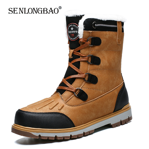 Botas de nieve de felpa para hombre, botas informales antideslizantes de alta calidad, impermeables, de tubo medio, talla 38-47, para invierno ► Foto 1/6