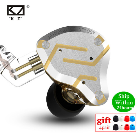 Auriculares de Metal KZ ZS10 Pro 4BA + 1DD Unidades híbridas auriculares de graves HIFI en los auriculares del Monitor del oído auriculares de cancelación de ruido auriculares KZ ZSN AS16 ► Foto 1/6