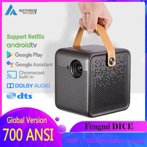 Proyector inteligente Fengmi DICE TV 700ANSI 1080P, sistema de cine en vídeo doméstico con batería integrada, proyector profesional MIUI ► Foto 1/6