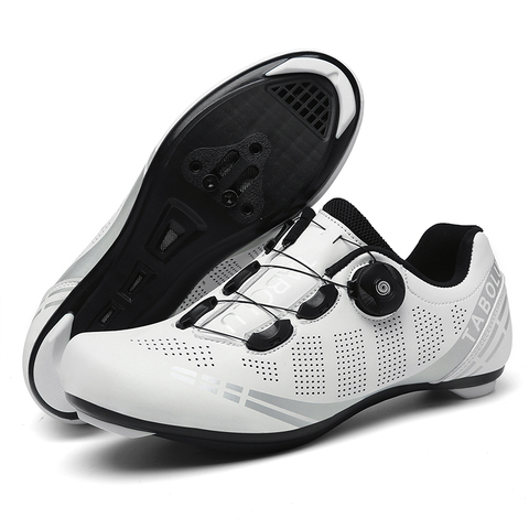 Zapatos de ciclismo de carretera transpirables, calzado profesional para bicicleta de montaña, con autosujeción, color blanco ► Foto 1/6