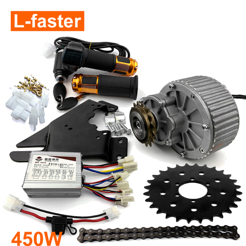 Kit de conversión de bicicleta eléctrica 24V36V 450W para Rotor de freno de disco montaje lateral izquierdo Kit de Motor de bicicleta eléctrica con mango de acelerador ► Foto 1/6