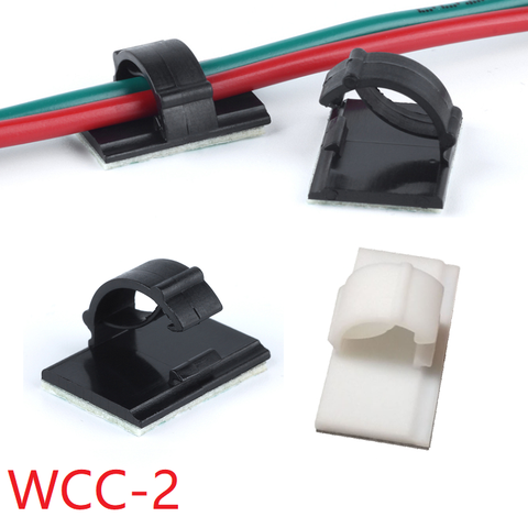 Abrazadera de Cable de WCC-2, fijador de Clip de alambre autoadhesivo, montaje de escritorio, soporte de línea, organizador, gestión, blanco y negro, 10 Uds. ► Foto 1/6