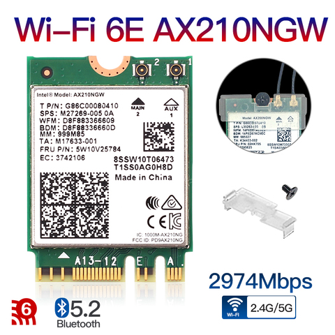 Banda Dual Intel AX210 inalámbrico AX210NGW 2,4 Gbps 802.11AX inalámbrica Wi-Fi 6 AX200 para Intel 8265NGW/9260AC M.2 NGFF tarjeta WiFi Wlan ► Foto 1/6