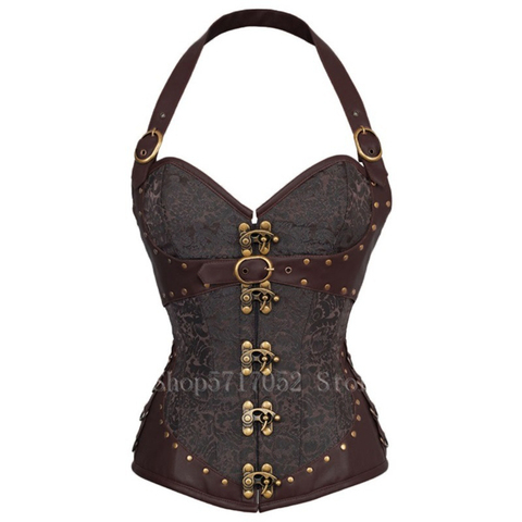 Medieval para adulto Viking pirata de las mujeres traje gótico Caballero corsé de Halloween Cosplay Steampunk Leathter chaleco Halter de Metal accesorio ► Foto 1/6