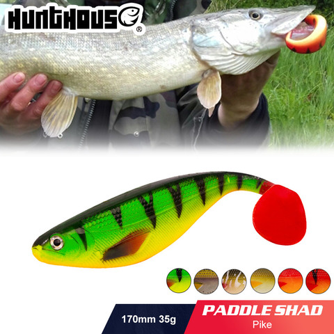 Hunthouse-señuelo suave de pesca, cebo artificial de 170mm, 35g, 8 colores disponibles, material de PVC para percha de lubina ► Foto 1/6